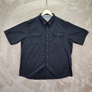 Wrangler Authentics Button Down Shirt Short Sleeve Black Pockets Men's Size 2XL